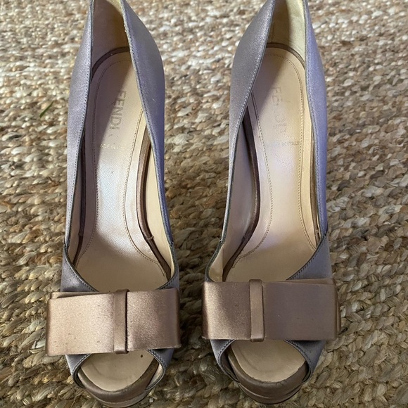 Fendi Shoes - Fendi Women's Taupe Peep Toe Heels